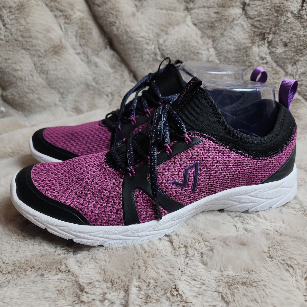 Vionic Brisk Alma Lace-up Sneakers Walking Shoes Pink Purple Black Size 10 EU 42